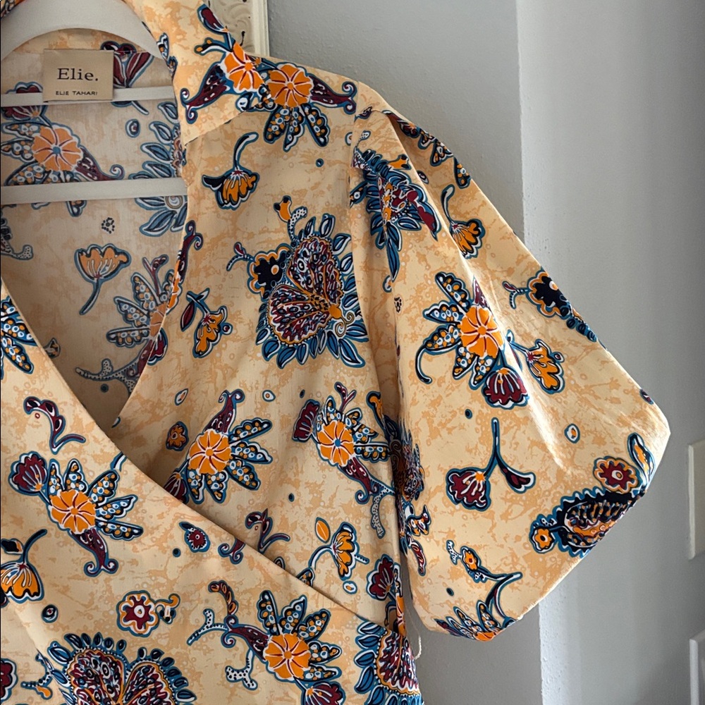 Beautiful Ellie Tahari pull over blouse with darling puffed sleeves - Picture 4 of 8